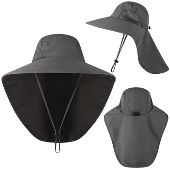 Широка периферия шапка-кофа с врата, бързосъхнеща градинска риболовна шапка с голяма периферия, спортна шапка за разходки, шапка за рибарите, солнцезащитная шапка