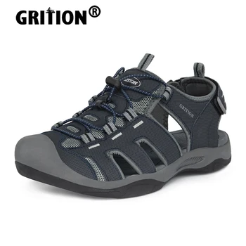 Мъжки сандали GRITION, лятна градинска и плажна обувки, мъжки гумена лека бързосъхнеща модни треккинговая обувки 2021, Размер 46