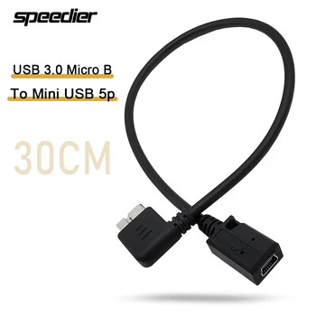 30 СМ USB 3.0, Micro B Към Mini USB 5 пенса Женски кабел-адаптер за пренос на Данни Онлайн линия на снимане за компютър Nikon Canon SLR Камери.