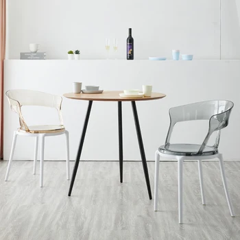 Скандинавски пластмасова маса за хранене, стол прозрачен домакински Модерен проста маса за хранене, стол, креативна мебели за дома