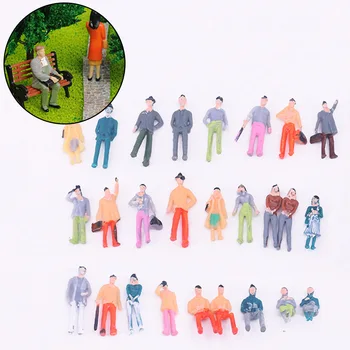 100шт Цветни цветни нарисувани фигури в мащаб 1: 75, нарисувани фигурки на хора с височина 2,5 см, Диорама, за да проверите за сядане на железопътен транспорт
