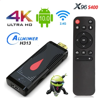 X96 S400 TV Stick Allwinner H313 Четириядрен Android 10,0 TV BOX 2,4 G Wifi с 2 GB 16 GB 4K Смарт плейър TVBox Dongle Телеприставка X96S