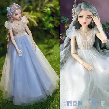 СИСОН БЕННЕ ръчно изработени, пълен комплект, кукла за момичета ръст от 24 инча, с рокля на принцеса, грим, 1/3 BJD кукла е готова