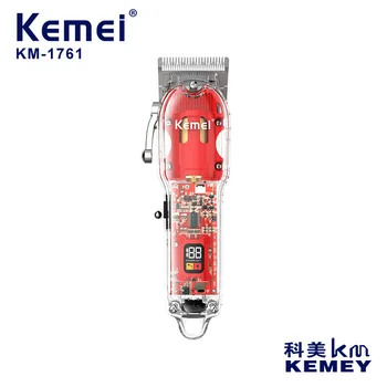 kemei тример за коса KM-1761 USB акумулаторна машина за подстригване на коса с професионална машина за подстригване на коса с прозрачен корпус LCD oilhead clipper carv