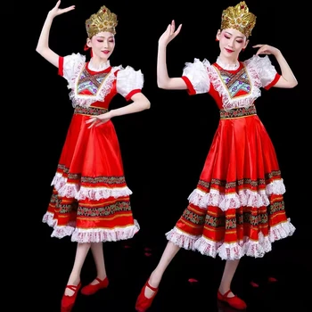 Класически елегантен традиционен български танцов костюм Рокля Европейска принцеса етап рокли, облекло за сценични изяви в Монголия