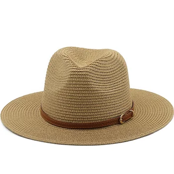 Шапка за жени, панама, лятна плажна шапка, дамски ежедневни дамски сламена шапка с плоска периферия, солнцезащитная шапка за момичета, дамска шапка