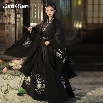 Оригинални халати Hanfu за мъже, традиционен китайски рокля с бродерия дракон, топ, дрехи японски самурай, древен фехтовач