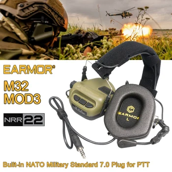 EARMOR M32 MOD3 Тактическа слушалки, слушалки със защита от шум, слушалки за военна авиация, слушалки за стрелба с лък, слушалки с микрофон