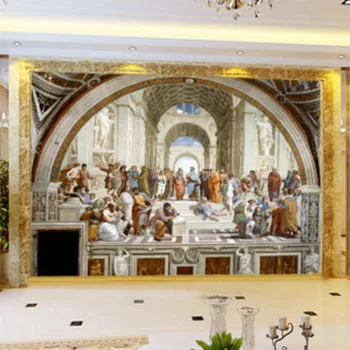 Европейската класическа живопис на Римската академия Фотообои кабинета, училищна библиотека хол Индустриален декор на стената тапет