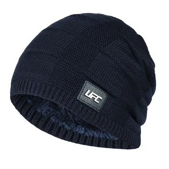 Нова мода вязаная топла шапка с вълнена подплата, удебелена капачка за колоездене, каране на ски, мъжки дамски есенно-зимни корея капачка
