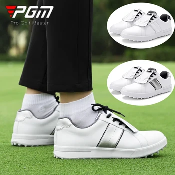 PGM/ дамски водоустойчив обувки за голф, женски дишащи нескользящие маратонки с пискюли, малки бели обувки с дантела, обувки за голф, за почивка