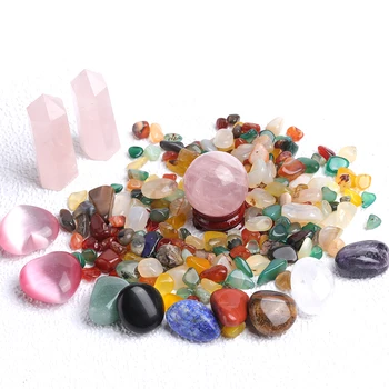 1 комплект естествен кристален точка на здравословни камък с магическа пръчка Колекция от камъни 7 чакри Рейки кристални изделия с подарък скоростна творчески подаръци