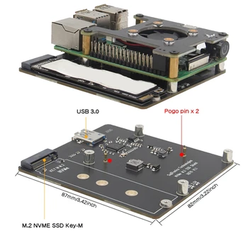 Такса за разширяване на SSD X876 M. 2 NVME + Такса за разширяване на хранене X732 с метален корпус X863-C1 + Охлаждащ Вентилатор Модул за съхранение NAS