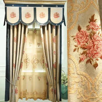 Висококачествени европейски бродирани завеси от шенилна, изработени по поръчка, с дебела оцветяване, хол, спалня, френски прозорец, спалня