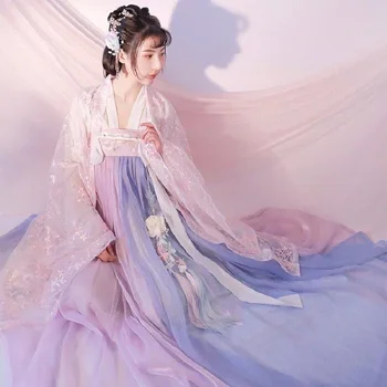 Костюм принцеса Ханфу дължина до гърдите S-XL, свободна дълга пола с бродерия в ретро стил, традиционна китайска пола-фея, вечер скромен костюм за парти
