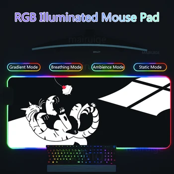 Сладки мультяшные котки RGB led подложка за мишка Девчачий подложка за мишка Kawaii Кити Голяма клавиатура подложка за мишка с подсветка Игрови аксесоари за настолни подложки