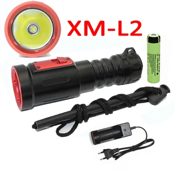 Фенерче за Гмуркане Light Dive Факел XM-L2 Подводен Led Фенер Водоустойчива Лампа За Гмуркане lanterna + 18650 Батерия + Зарядно устройство