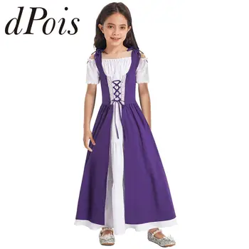 Детски рокли за cosplay принцеса от епохата на Възраждането, средновековен костюм, тематично празнична рокля, детско карнавальное рокля в стил бохо и готически с висока талия