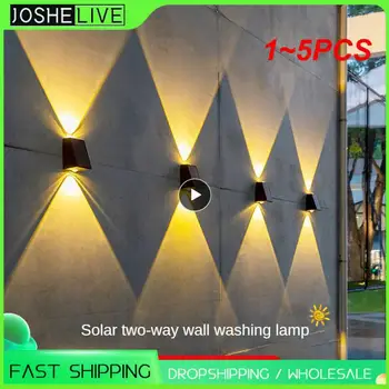 1-5 бр. Слънчеви стенни тела външно водонепроницаемое улично украса стенно осветление led лампа на слънчевата енергия за верандата на вила, двор, градина