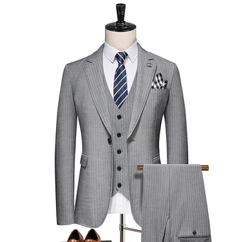 2023 Нов висококачествен костюм за мъж, бизнес случайни мъжки костюм, комплект от три елемента