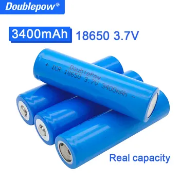 Батерия Doublepow достатъчно капацитет 18650 3,7 На 3400 mah, литиево-йонна акумулаторна батерия за прожектори