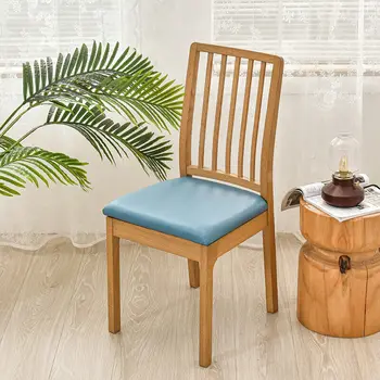 Калъф за седалка на обедната стола, водоустойчив подвижна протектор за стола, квадратен калъф за възглавници от изкуствена кожа, чанта за кухня седалки
