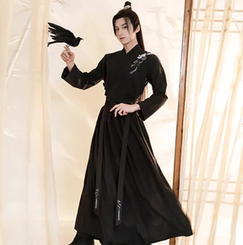 По-големи размери 3XL, мъжки черни комплекти Hanfu, древнекитайский Hanfu, мъжки кралят костюм за cosplay на Хелоуин облекло Hanfu за мъже, голям размер