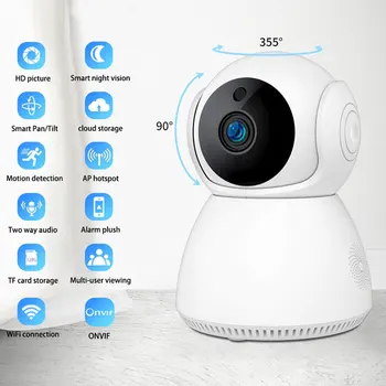 V380 Малък снежен човек HD Wi-Fi интернет, помещение за помещения, led инфрачервена камера за нощно виждане, безжичен интелигентен дом, видеоняня за домашни любимци, помещение за защита на сигурността на