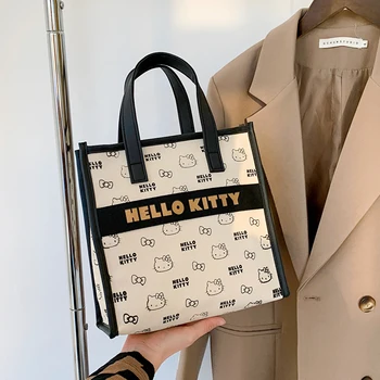 Hellokitty холщовая преносима чанта за пътуване до работа, чанта за обяд, дамски ръчни чанти, чанта-тоут, дамски чанти през рамо