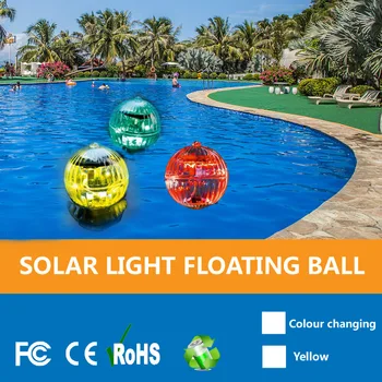 Открит плаващ подводен топка лампа за слънчева батерия, 7 цвята, което променя осветление за парти в басейн, аксесоари за басейна