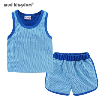Спортни дрехи Mudkingdom за момичета и момчета, обикновен потник и шорти без ръкави, комплект детски дрехи, ризи, костюми, летни дрехи
