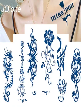 Полупостоянная водоустойчив временна татуировка с букви рози, стикер за боди-арт, пълна с фалшива татуировка за жени и мъже