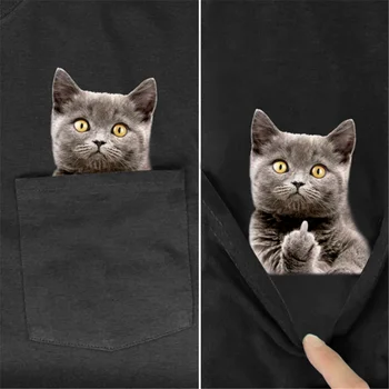 HX Модерна риза с джобове за кучета и котки, памучен Забавно Мъжка тениска в стил Харадзюку, дамски Годишна Ежедневна Тениска, риза с къс ръкав, Дропшиппинг