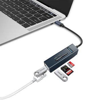5 Портове USB Type C-C Сплитер 1to5 на 3.0 Хъб Компютърни Аксесоари захранващ Адаптер Докинг Станция PD Зарядно Устройство за MacBook Pro Air USB 3.0