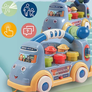 Детски играчки в автобус, играещи хомячки, изпръскване и трогающие машини, пъзели за ранното развитие, подаръци за момчета и момичета 0-1-3 2 години