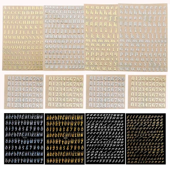 2-9 мм Буквите от азбуката, числата, стикери за декорация, цвят: златист, сребрист, епоксидна смола, пълнител за силиконови форми 