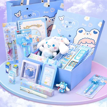 Стационарен набор от Sanrio Cinnamoroll Kawaii, за да тръгнат на училище, аксесоари, практичен подарък за рожден ден за момичета за момичета