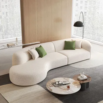 Седалки за Спане Калъф за дивана в хола е Дървена извита ъглов разтегателен диван Спускащите разтегателен диван в хола Модерни мебели Divano Angolare