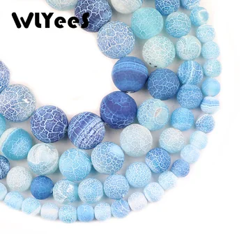 WLYeeS естествен камък озерно-син, выветрившийся карнеол, кръгла, 6, 8, 10, 12 мм, религиозни мат свободни мъниста, бижута, гривни, производство със собствените си ръце