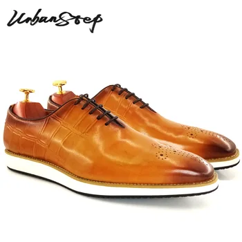 Висококачествени мъжки ежедневни кожени обувки на равна подметка, удобни за мъже оксфордские маратонки с остър пръсти, офис обувки за банкет и купоните, мъжки обувки