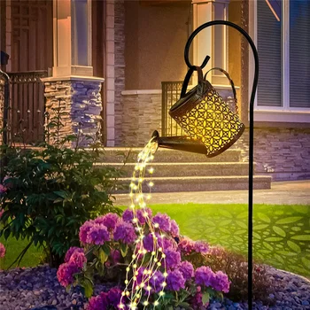 Лампа със слънчева поливате, окачена лампа с водопад, водоустойчив led лампа за душ, лампа за градинско осветление, украса на двора