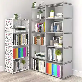 Проста лавица за книги Рафтове за съхранение, витрина, креативен модерен интериор за дома, шкафове, етажерка, органайзер, трапециевидная bookshelf с парапет