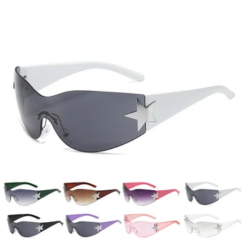 Нови слънчеви очила в стил пънк One Piece, Goggle Y2K, луксозни маркови слънчеви очила, междузвездни очила, очила с UV400, дамски дизайнерски пет звездни точки