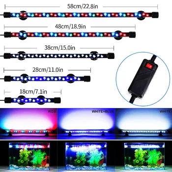 Водоустойчив аквариум, осветителни тела под вода, осветителни тела за аквариум Подводен RGB син/ бял led озеленяване и декоративна лампа Plug EU