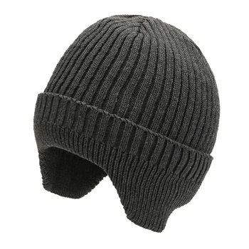 Лесна зимна шапка-слушалка, однотонная защита на ушите, градинска вязаная шапка, топли шапки, шапка с череп, ветроупорен те, шапки-абсорбатори