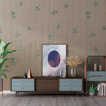 Модерните 3D тапети с листа от Гинко Начало декор Водоустойчив стенни рисувани в стил кънтри за телевизор, Разтегателен Фон на Стената на стаята за Контакт хартия