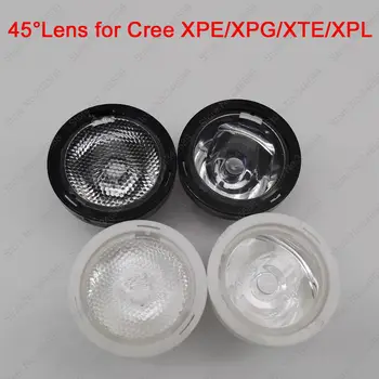10шт 20 мм 45 Градуса С Мъниста или Прозрачна Повърхност led ОБЕКТИВ/Рефлектор Коллиматор Черен или Бял за CREE XPE/XPG/XTE/XPL LED