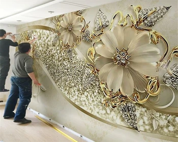 beibehang Класически тапети за интериор луксозни златни 3D стерео украса с европейския модел ТЕЛЕВИЗИЯ фон papel de parede 3d тапети
