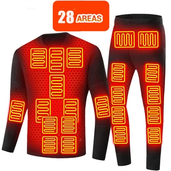 Зона 28 дамско зимно топлинна бельо с подгряване, топло яке, жилетка, мъжки ски костюм и яке с моторизирани, USB, вълнена топла дълга риза