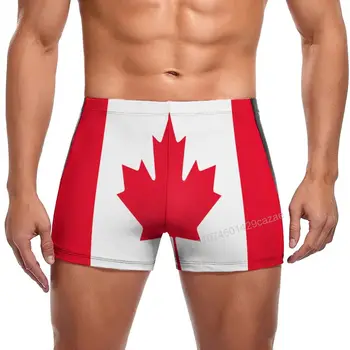 Топене с флага на Канада, бързо съхнещи къси панталони за мъже, плажни шорти за плуване, летен подарък